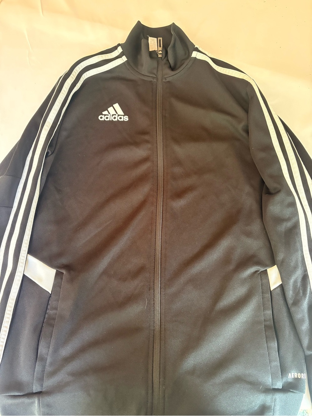 adidas Black Jacket with Cream Contrast Panels